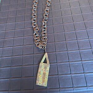 Biker Wallet Chain Handmade Chainmaille 24 1/2" Copper  Byzantine Weave & Charm